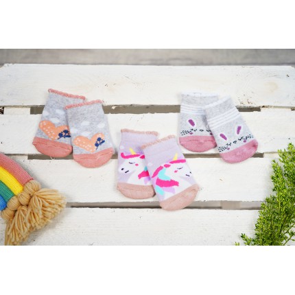 3pak SKARPETKI frotte ciepłe skarpety dziewczęce D-47 JEDNOROŻEC, SERCE