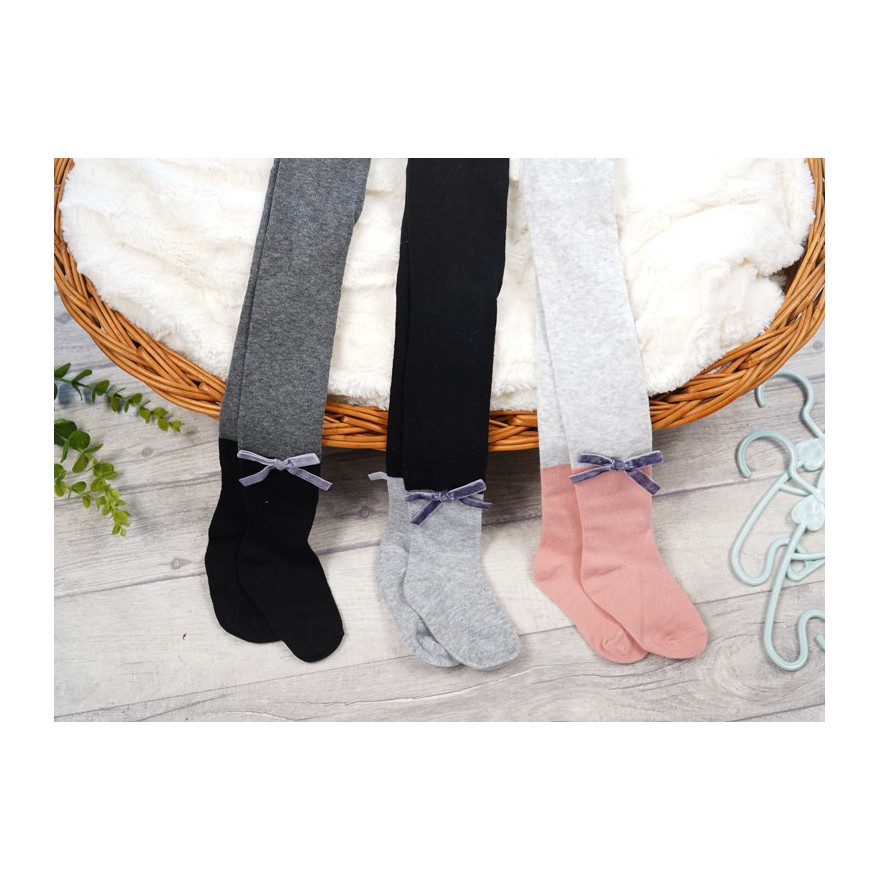 3pak RAJSTOPY bawełniane dwukolorowe z kokardką