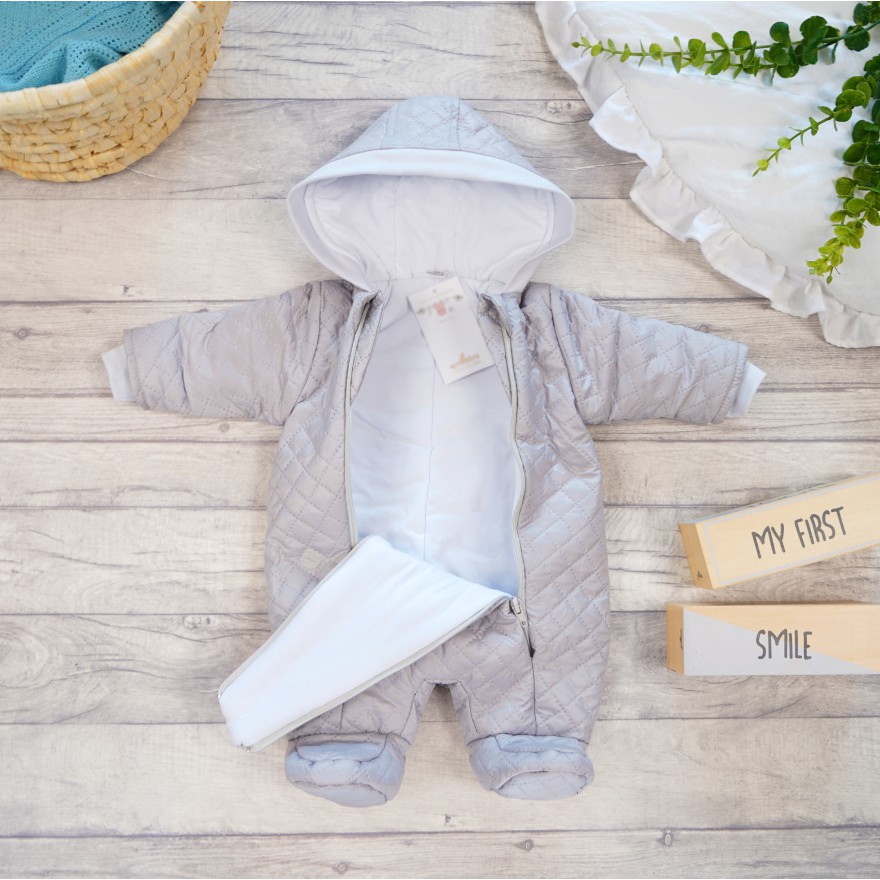 KOMBINEZON NIEPRZEMAKALNY OCIEPLANY zimowy SZARY