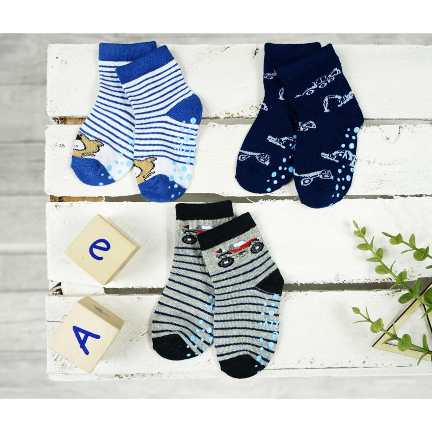 3 PAK SKARPETKI z ABS MIŚ PASKI skarpety chłopięce C-46