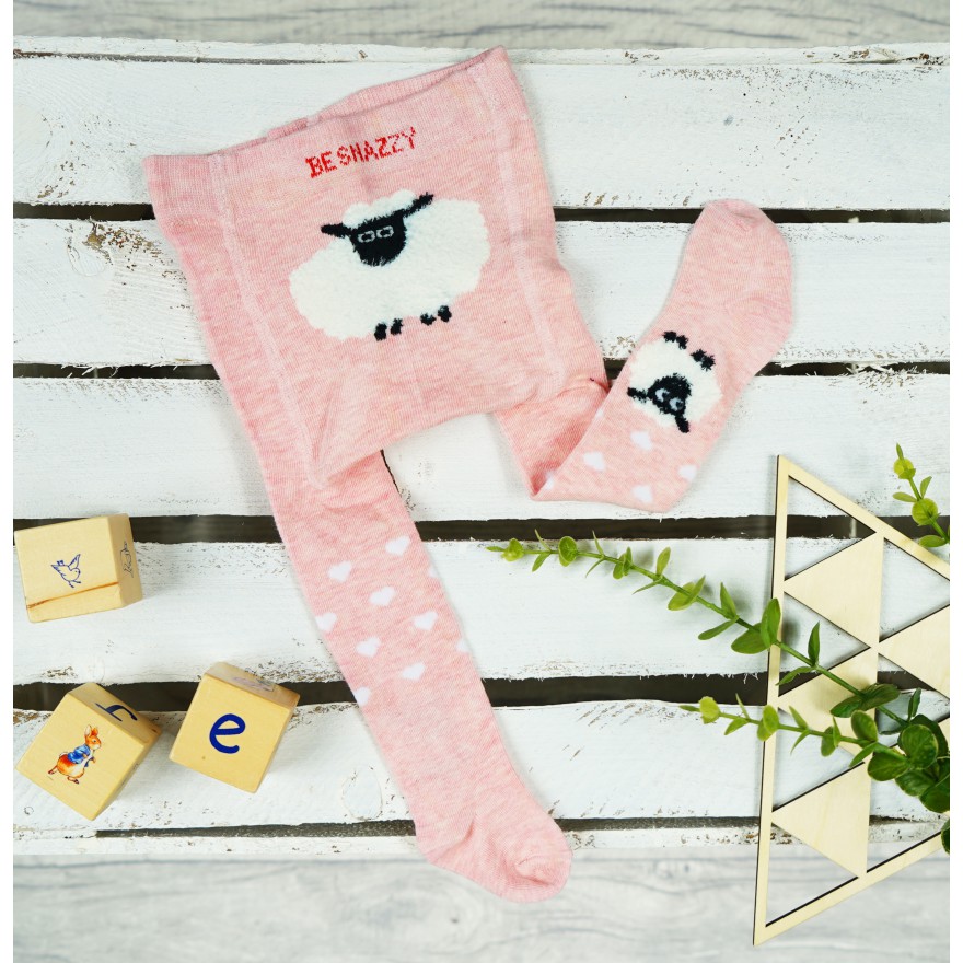 RAJSTOPY niemowlęce róż z barankiem wzór 601