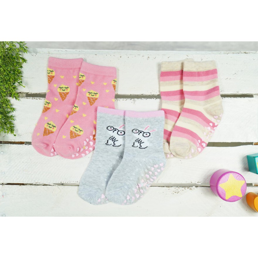 3 PAK SKARPETKI z ABS LODY skarpety dziewczęce D-49