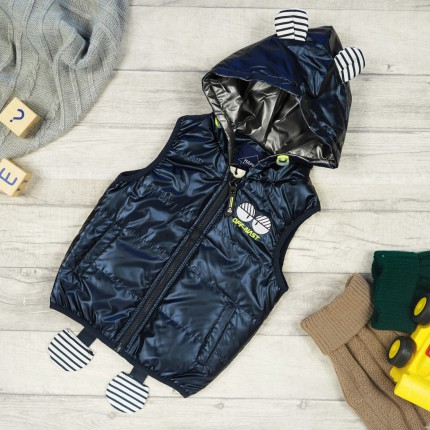 Granatowa KAMIZELKA bezrękawnik OCZY z kieszenią metalik