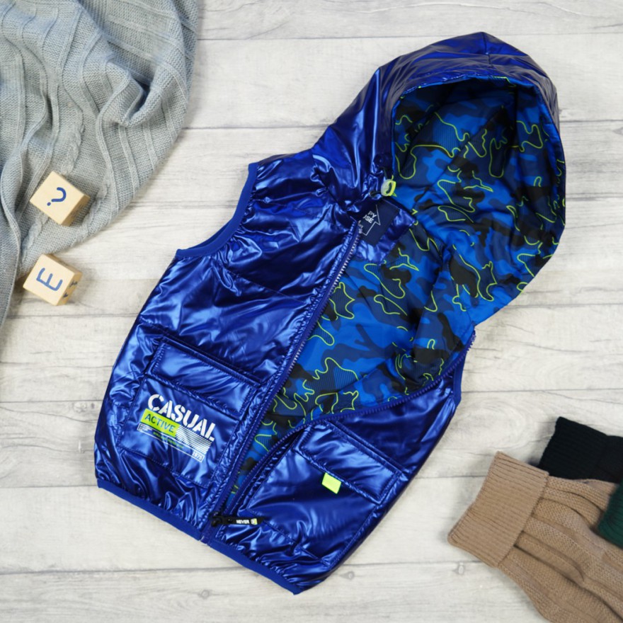 Niebieska KAMIZELKA bezrękawnik STRONG metalik