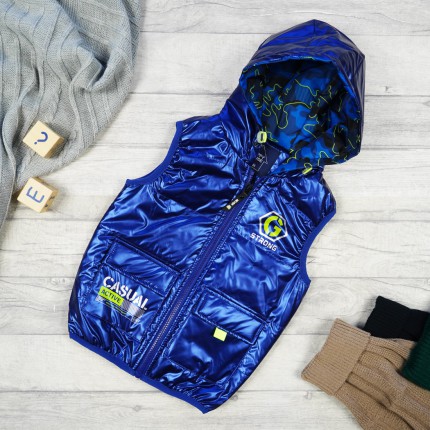 Niebieska KAMIZELKA bezrękawnik STRONG metalik