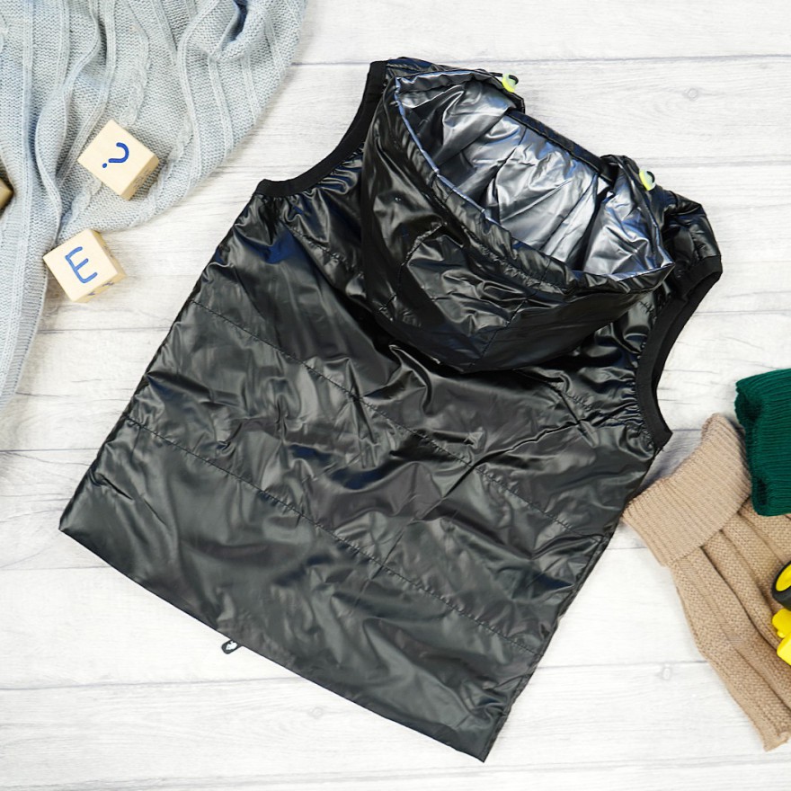 Czarna KAMIZELKA SKATE metalik bezrękawnik chłopięcy