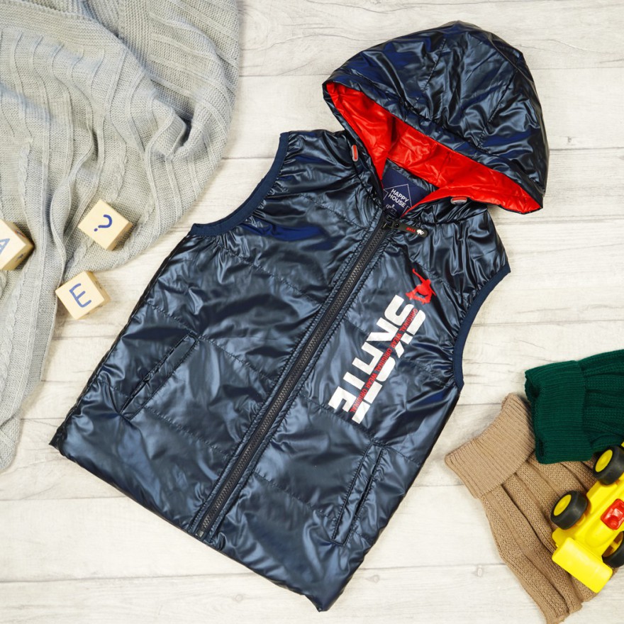 Granatowa KAMIZELKA SKATE metalik bezrękawnik chłopięcy