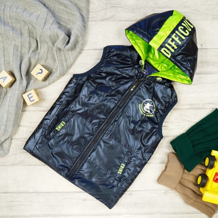 Granatowa KAMIZELKA BROOKLYN metalik bezrękawnik chłopięcy