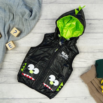 Czarna KAMIZELKA bezrękawnik STWOREK real smile metalik