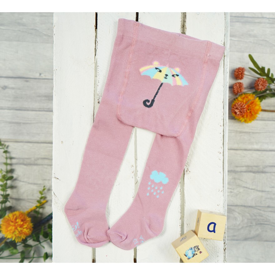 RAJSTOPY dziecięce różowe z parasolką wzór 627