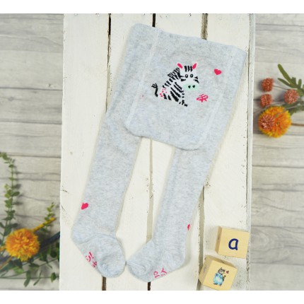 RAJSTOPY dziecięce szare z zebrą wzór 629