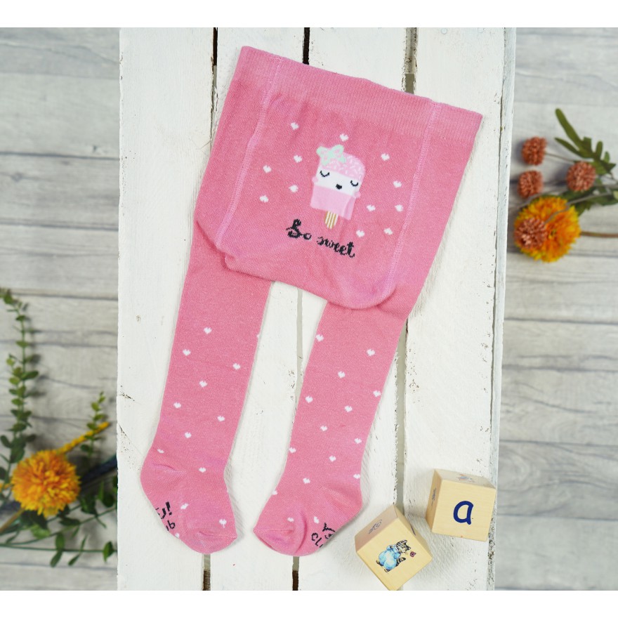 RAJSTOPY dziecięce różowe z lodem wzór 630