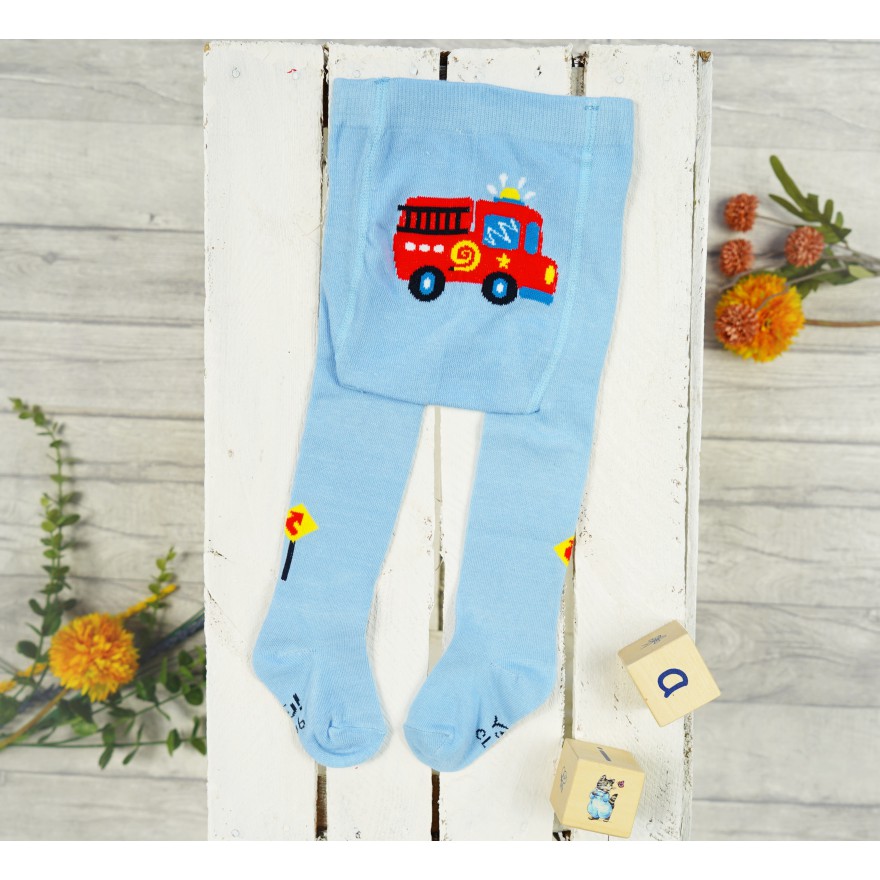 RAJSTOPY dziecięce błękitne ze strażą pożarną wzór 635