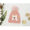 Różowa czapka MIŚ z pomponem