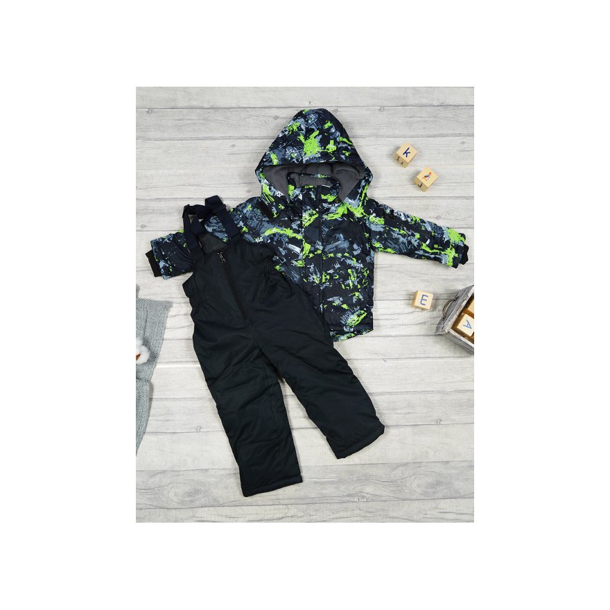 ZIMOWY KOMBINEZON dwuczęściowy CZARNY ART kurtka + spodnie