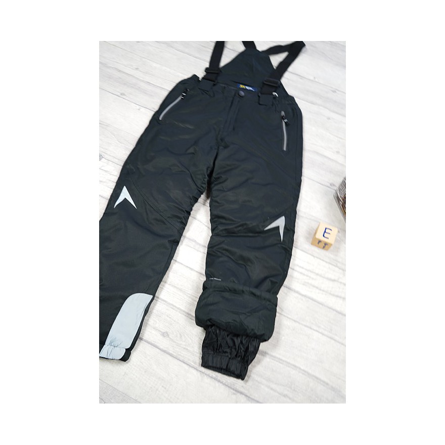 SPODNIE NARCIARSKIE zimowe CZARNE z odblaskami