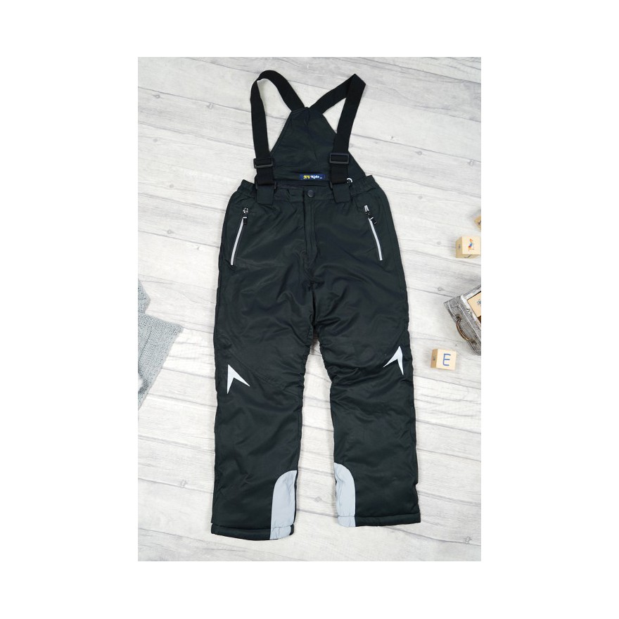 SPODNIE NARCIARSKIE zimowe CZARNE z odblaskami