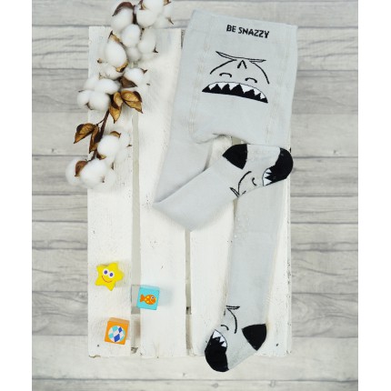 RAJSTOPY frotte GRUBE POTRÓJNY ABS popielate z rekinem wzór 604