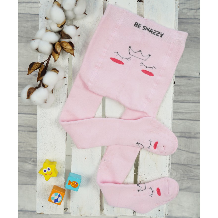 RAJSTOPY frotte do RACZKOWANIA GRUBE 3x ABS różowe z królewną wzór 614