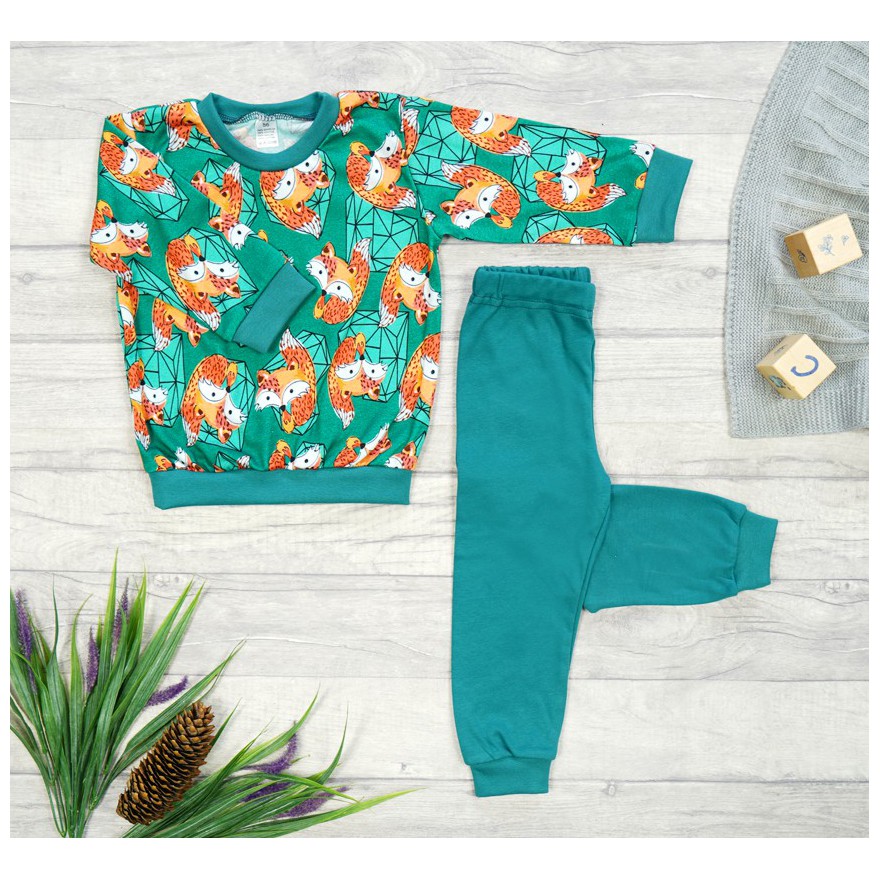 Butelkowa PIŻAMA w liski długi rękaw wzór 416