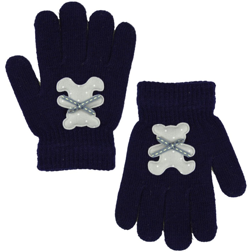 Granatowe rękawiczki 5P z aplikacją MISIA 3D r.110-134