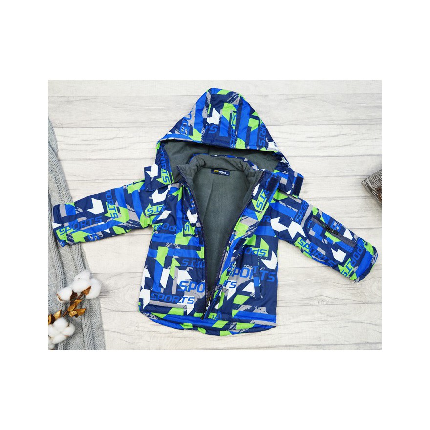 ZIMOWY KOMBINEZON dwuczęściowy z zielonym SPORTS kurtka + spodnie