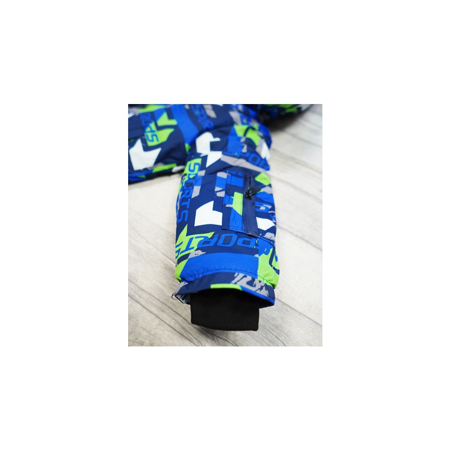 ZIMOWY KOMBINEZON dwuczęściowy z zielonym SPORTS kurtka + spodnie