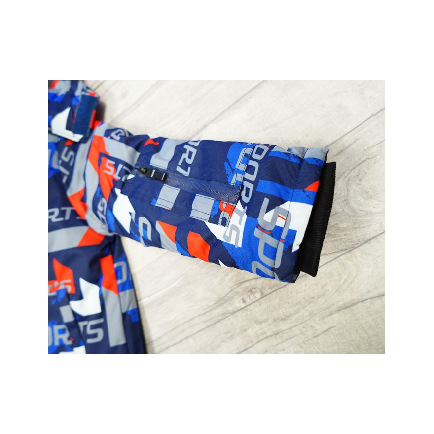 ZIMOWY KOMBINEZON dwuczęściowy z czerwonym SPORTS kurtka + spodnie