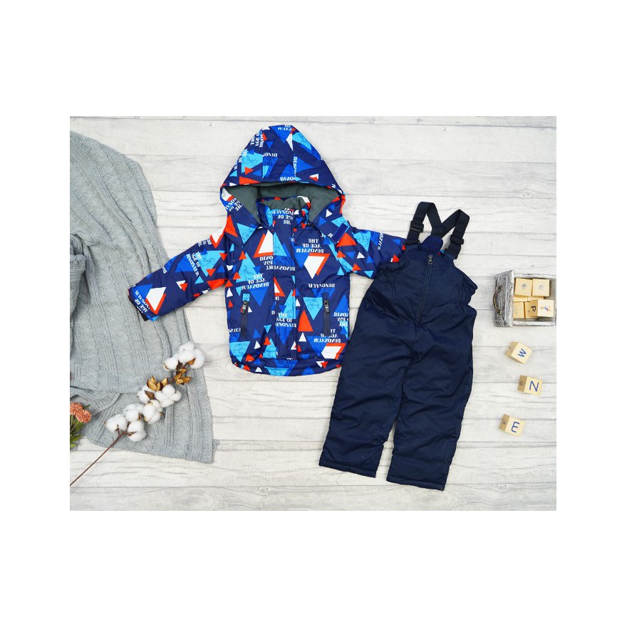 ZIMOWY KOMBINEZON dwuczęściowy DINO CZERWONY kurtka + spodnie