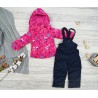 ZIMOWY KOMBINEZON dwuczęściowy RÓŻOWY W SERCA kurtka + spodnie