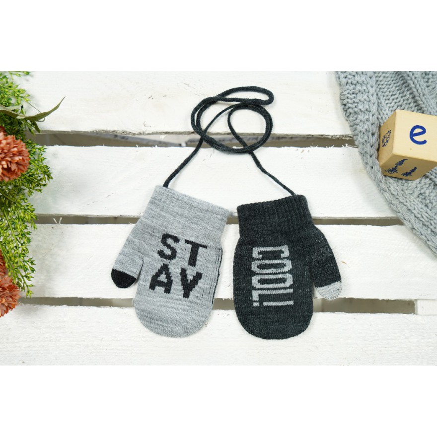 Grafitowo- szare RĘKAWICZKI 1P sznurek STAY COOL r. 98-134