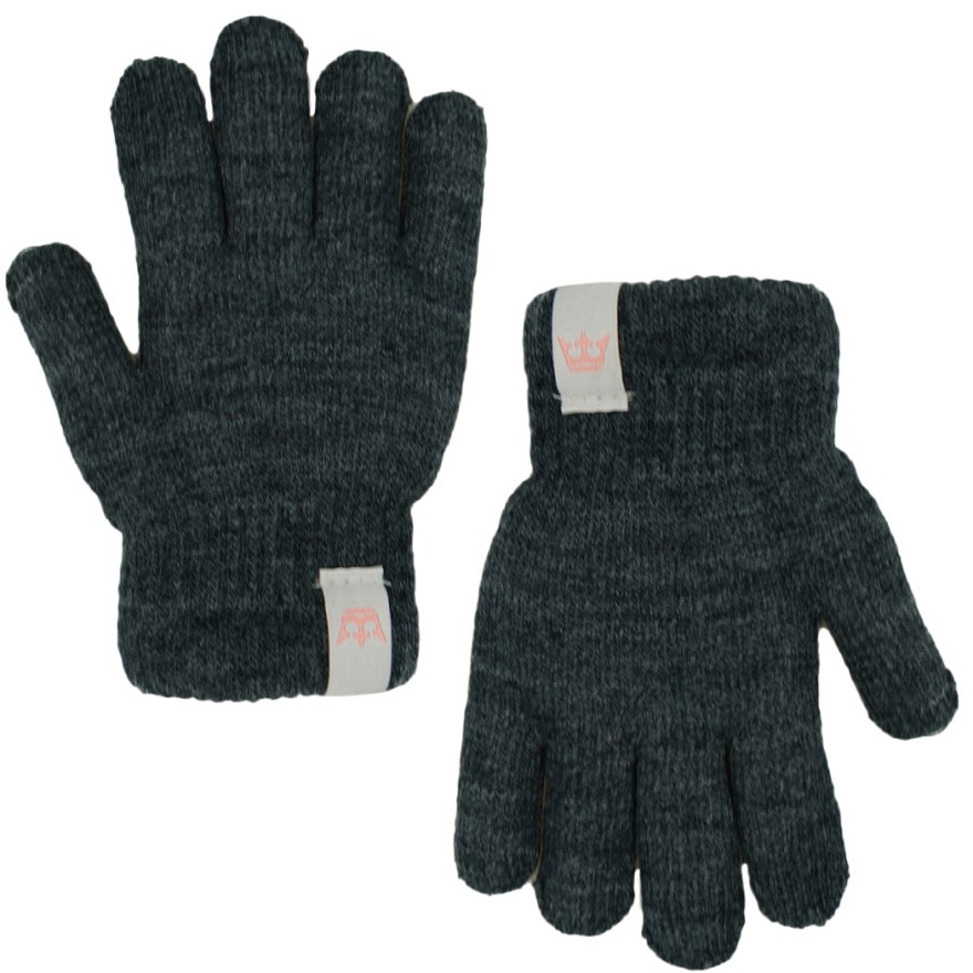 Grafitowe rękawiczki ocieplane 5P z naszywką KORONA r.122-158