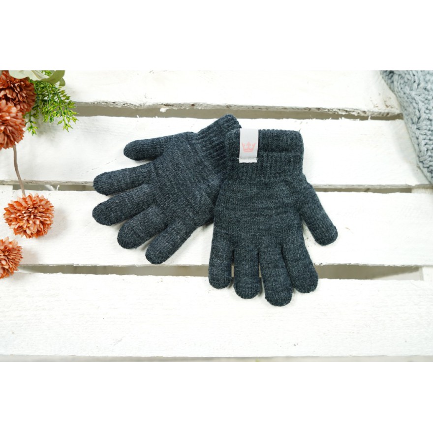 Grafitowe rękawiczki ocieplane 5P z naszywką KORONA r.122-158