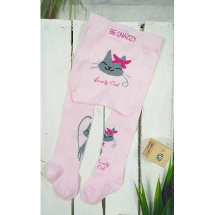 RAJSTOPY do RACZKOWANIA 3x ABS różowe z kotem wzór 650