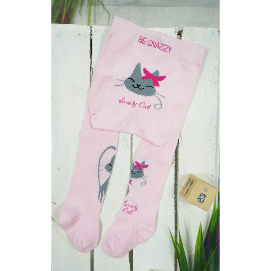 RAJSTOPY do RACZKOWANIA 3x ABS różowe z kotem wzór 650