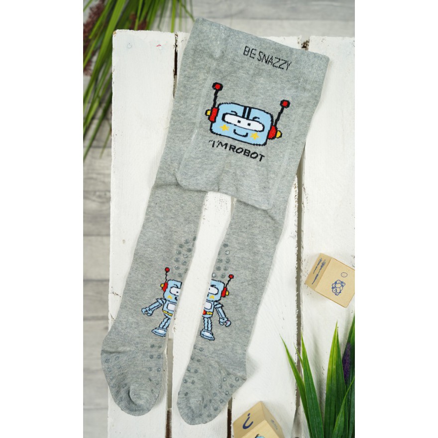 RAJSTOPY do RACZKOWANIA 3x ABS szare z robotem wzór 660