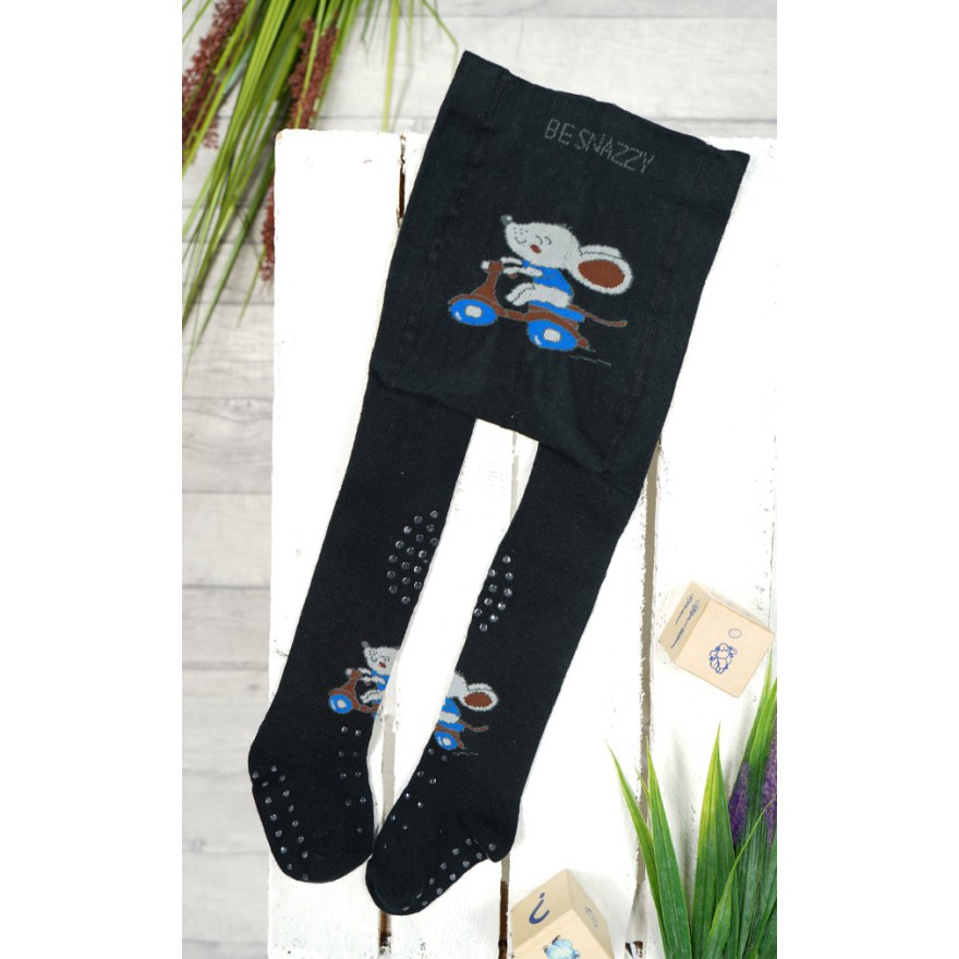 RAJSTOPY do RACZKOWANIA 3x ABS czarne z myszką wzór 659