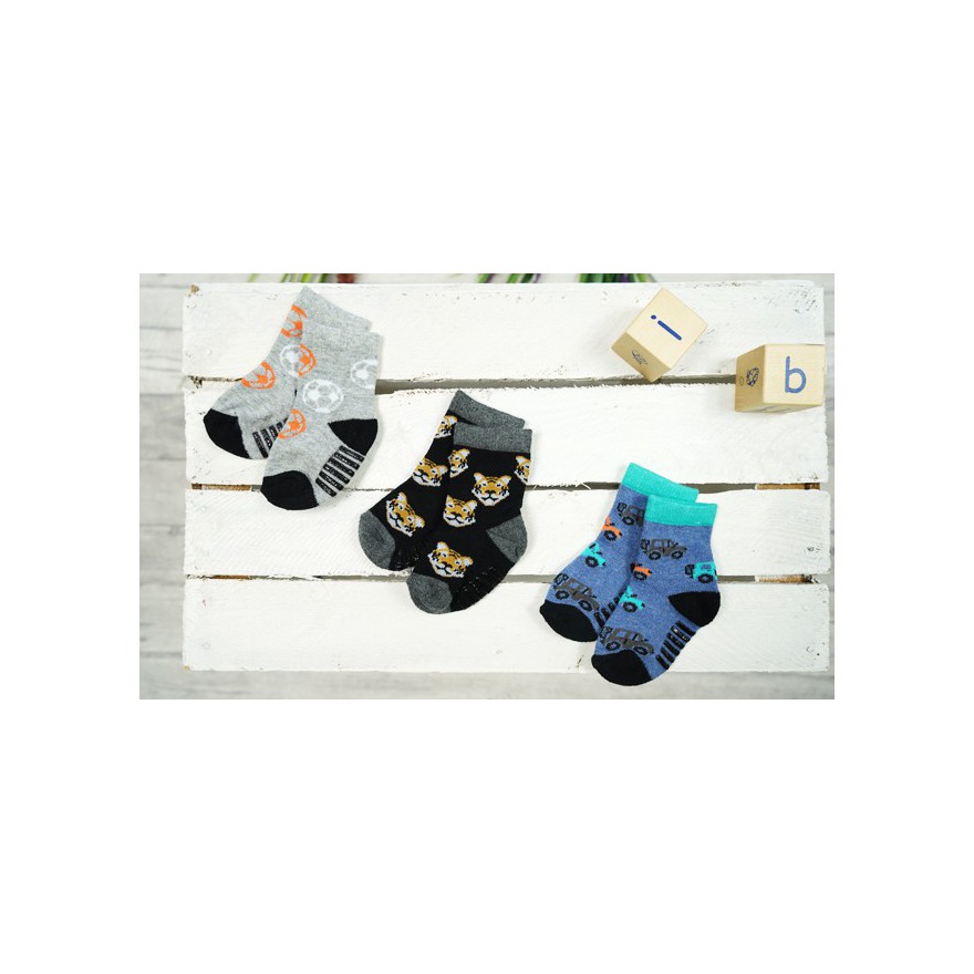 3PAK SKARPETKI z ABS TYGRYSY skarpety chłopięce C-50