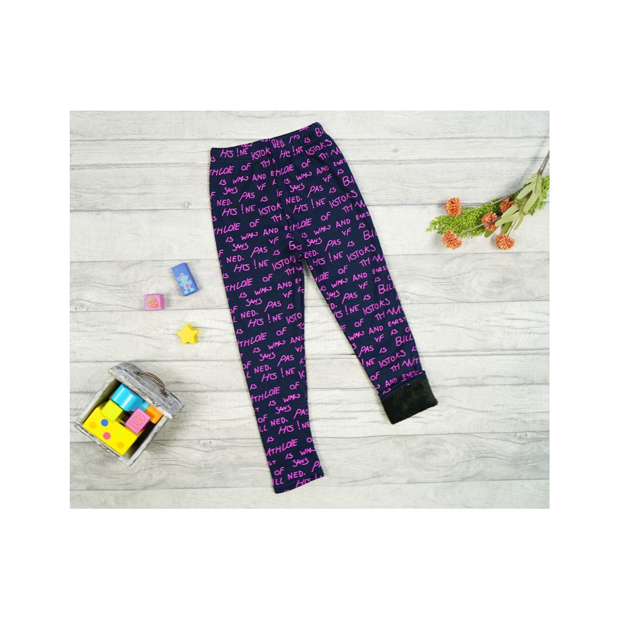 Granatowe LEGGINSY ocieplane Z NAPISAMI GETRY na futerku