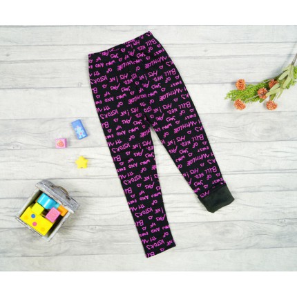 Czarne LEGGINSY ocieplane Z NAPISAMI GETRY na futerku