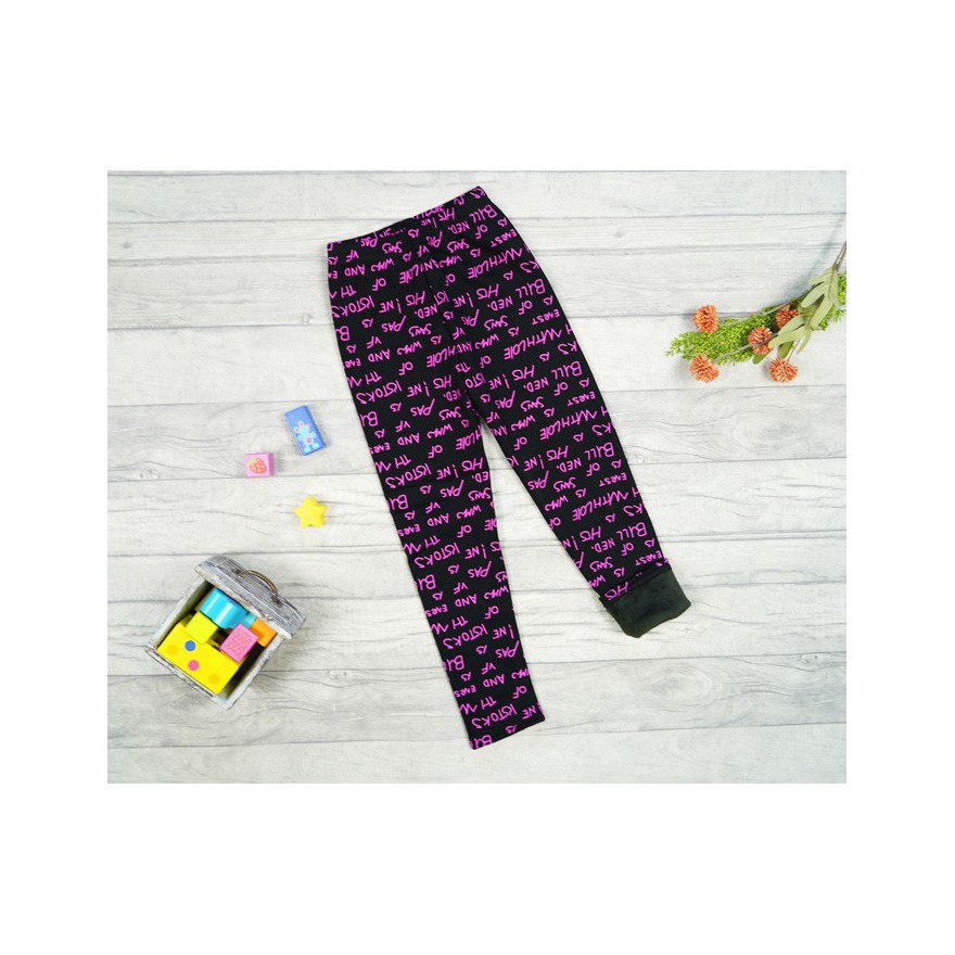 Czarne LEGGINSY ocieplane Z NAPISAMI GETRY na futerku