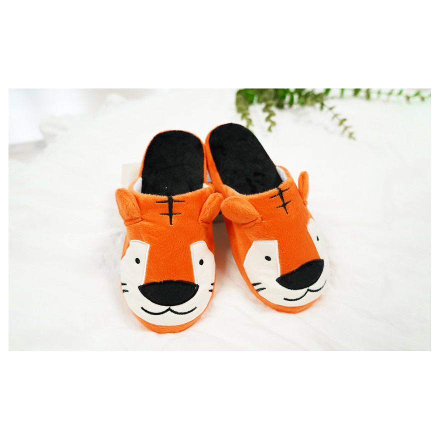 Pomarańczowe KAPCIE TYGRYSKI ciepłe ciapy klapki