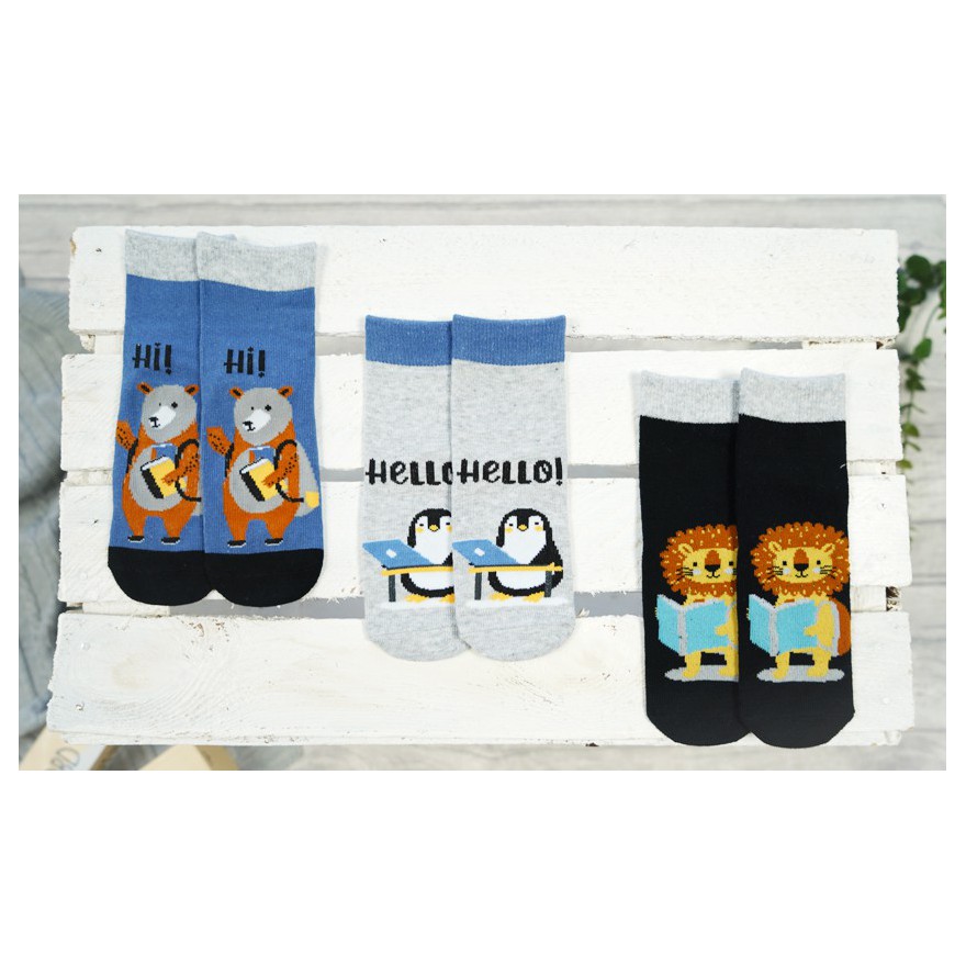 3pak SKARPETKI bawełniane PINGWIN LEW MIŚ skarpety chłopięce C-51