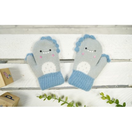 Szare RĘKAWICZKI  ciepłe 1P na futerku ocieplane STWOREK r. 110-116