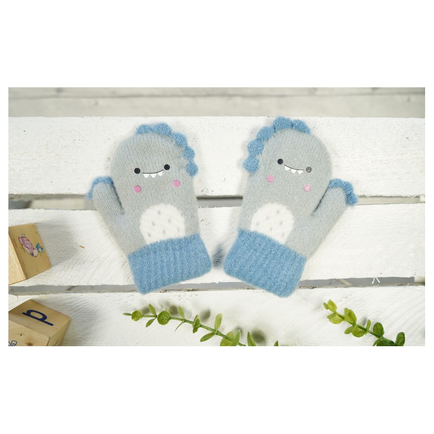 Szare RĘKAWICZKI  ciepłe 1P na futerku ocieplane STWOREK r. 110-116