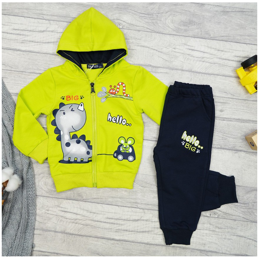 Zielony DRES dino BIG HELLO bluza i spodnie