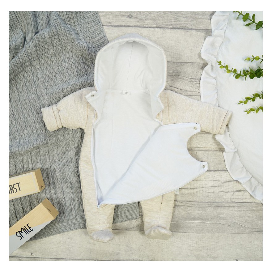 Kombinezon bawełniany beżowy SŁONIK ocieplany