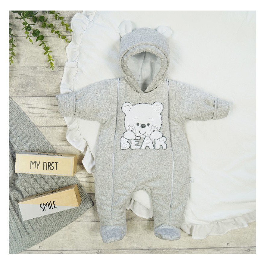 Kombinezon szary z MISIEM BEAR ocieplany