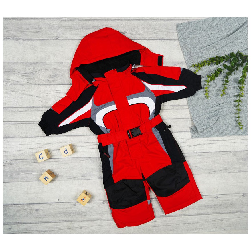 ZIMOWY KOMBINEZON jednoczęściowy CZERWONO- CZARNY termoaktywny