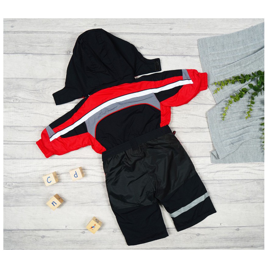 ZIMOWY KOMBINEZON jednoczęściowy CZARNO - CZERWONY termoaktywny